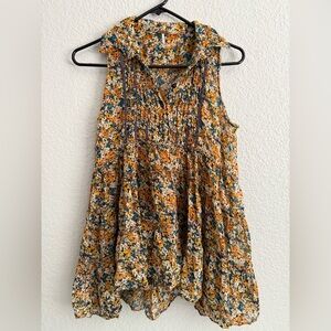 Free People Lucky Coin Tank Top Scoop Neck Sleeveless Lightweight Multicolor XS